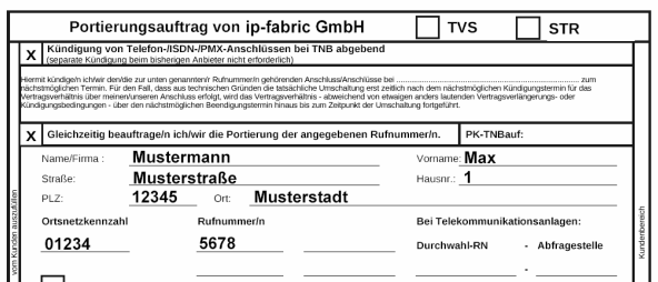 Portierungformular